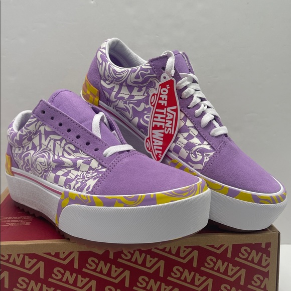 Vans WMNS Old Skool Stacked
Wavy Daze Sheer Lilac
VN0A4U15BD9 Platform Sneakers - Picture 4 of 16